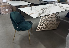 Стол ENNA 220 KL-188 Контрастный мрамор матовый, итальянская керамика/ каркас цвета шампань, ®DISAUR в Приобье - priobie.mebel24.online | фото 8