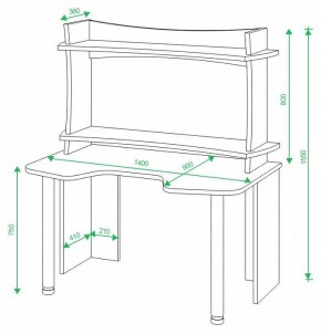 Стол компьютерный Домино lite СКЛ-Игр140 в Приобье - priobie.mebel24.online | фото 2