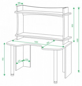 Стол компьютерный Домино Lite СКЛ-Игр140+НКИЛ140ВЛ в Приобье - priobie.mebel24.online | фото 3