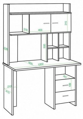 Стол компьютерный Домино lite СКЛ-Прям120+НКЛХ-120 в Приобье - priobie.mebel24.online | фото 2