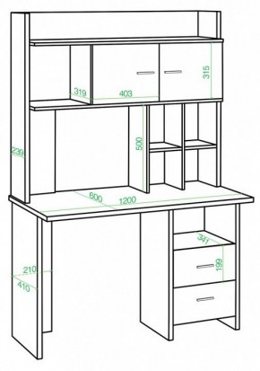 Стол компьютерный Домино Lite СКЛ-Прям120Р+НКЛХ-120 в Приобье - priobie.mebel24.online | фото 2