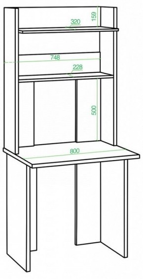 Стол компьютерный Домино Lite СКЛ-Прям80Р+НКЛХ в Приобье - priobie.mebel24.online | фото 2