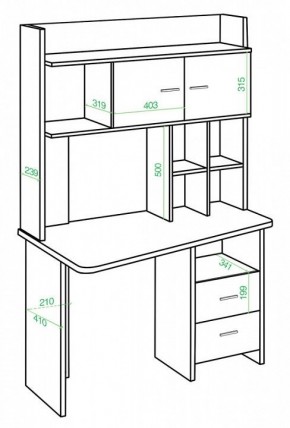 Стол компьютерный Домино Lite СКЛ-Трап120+НКЛХ-120 в Приобье - priobie.mebel24.online | фото 2