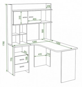 Стол компьютерный Домино Lite СКЛ-Угл130+НКЛХ-120 в Приобье - priobie.mebel24.online | фото 2