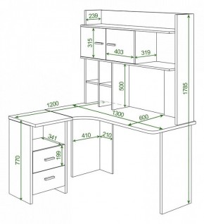 Стол компьютерный Домино Lite СКЛ-Угл130+НКЛХ-130 ВК ЛЕВ в Приобье - priobie.mebel24.online | фото 2