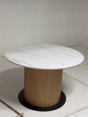 Стол MESA D120 цвет БЕЛЫЙ МРАМОР M326 / Каркас OAK, ®DISAUR в Приобье - priobie.mebel24.online | фото 2