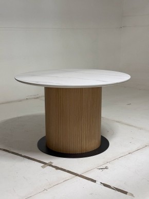 Стол MESA D120 цвет БЕЛЫЙ МРАМОР M326 / Каркас OAK, ®DISAUR в Приобье - priobie.mebel24.online | фото 3
