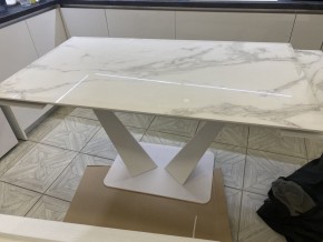 Стол Ниагара 140 БЕЛЫЙ МРАМОР, стекло / БЕЛЫЙ, М-City в Приобье - priobie.mebel24.online | фото 4