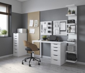 Стол письменный Ингар белый, 140x75, с одной тумбой в Приобье - priobie.mebel24.online | фото 2