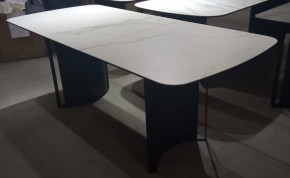 Стол RASMUS 160 TL-45 Белый мрамор, испанская керамика / черный каркас, ®DISAUR в Приобье - priobie.mebel24.online | фото 2