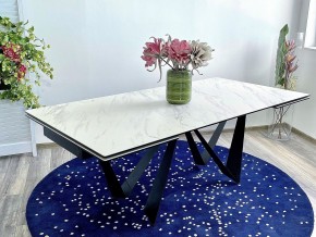 Стол RIETI 200 KL-99 Белый мрамор матовый, итальянская керамика / черный каркас, ®DISAUR в Приобье - priobie.mebel24.online | фото 2