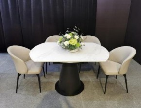 Стол TERAMO 135 GLOSS GRAND JADE SOLID CERAMIC, керамика, поворотн.механизм / Черный каркас, ®DISAUR в Приобье - priobie.mebel24.online | фото 3