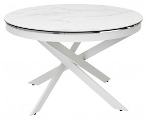 Стол TRENTO 120 HIGH GLOSS STATUARIO Белый мрамор глянцевый, керамика/ белый каркас, ®DISAUR в Приобье - priobie.mebel24.online | фото 2