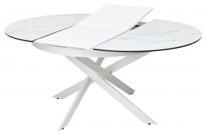 Стол TRENTO 120 HIGH GLOSS STATUARIO Белый мрамор глянцевый, керамика/ белый каркас, ®DISAUR в Приобье - priobie.mebel24.online | фото 5
