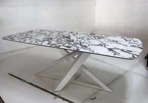 Стол VICENZA 220 BULGARI WHITE, керамика / белый, ®DISAUR в Приобье - priobie.mebel24.online | фото 5