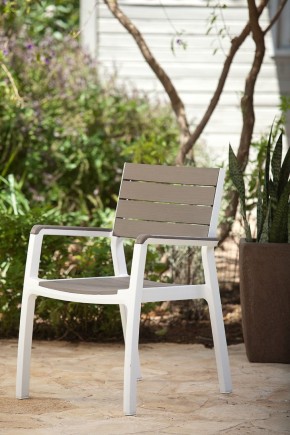 Стул c подлокотниками Гармония (Harmony armchair) белый-капучино в Приобье - priobie.mebel24.online | фото 1
