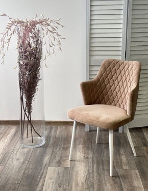 Стул HERMAN 360 град. БЕЖЕВЫЙ #5, велюр / белый каркас М-City в Приобье - priobie.mebel24.online | фото 3