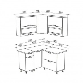 ТЕХНО Кухонный гарнитур угловой 1,4х1,4 м Компоновка №2 в Приобье - priobie.mebel24.online | фото 8