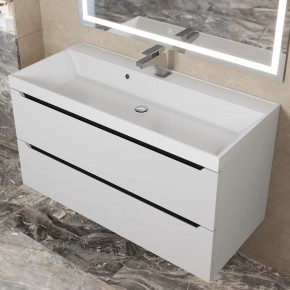 Тумба под раковину Uperwood Tanos 100 см, подвесная, белая/графит в Приобье - priobie.mebel24.online | фото 10