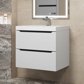 Тумба под раковину Uperwood Tanos 60 см, подвесная, белая/графит в Приобье - priobie.mebel24.online | фото