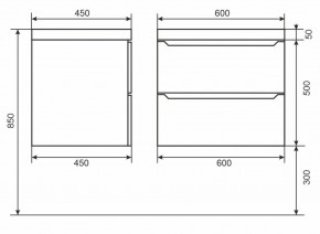 Тумба под раковину Uperwood Tanos 60 см, подвесная, белая/графит в Приобье - priobie.mebel24.online | фото 6