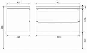 Тумба под раковину Uperwood Tanos 90 см, подвесная, белая/графит в Приобье - priobie.mebel24.online | фото 6
