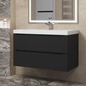 Тумба под раковину Uperwood Tanos 90 см, подвесная, черная матовая в Приобье - priobie.mebel24.online | фото