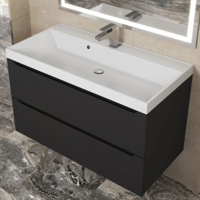 Тумба под раковину Uperwood Tanos 90 см, подвесная, черная матовая в Приобье - priobie.mebel24.online | фото 11