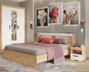 Тумба прикроватная Адель дуб крафт золотой/белый в Приобье - priobie.mebel24.online | фото 3