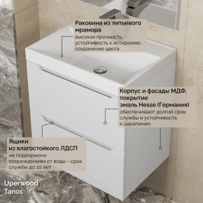 Тумба с раковиной Uperwood Tanos 50 см, подвесная, белая матовая в Приобье - priobie.mebel24.online | фото 6