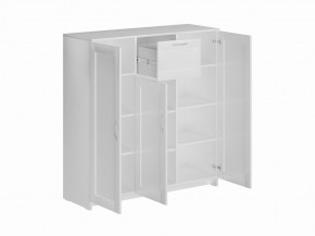 Тумба СИРИУС трехдверная с одним ящиком, цвет белый в Приобье - priobie.mebel24.online | фото 2